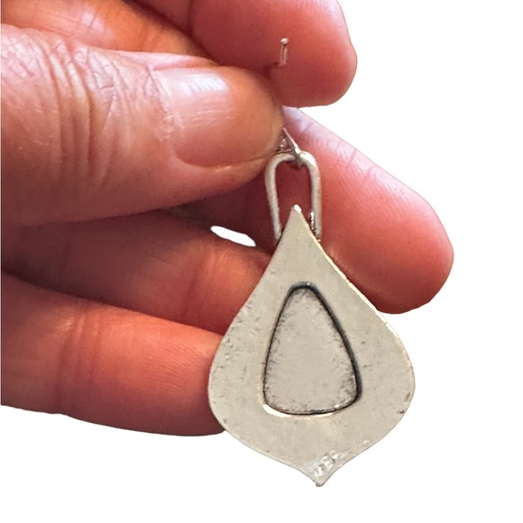 Boho Silver and Turquoise Drop Earrings - Picture 4 of 4